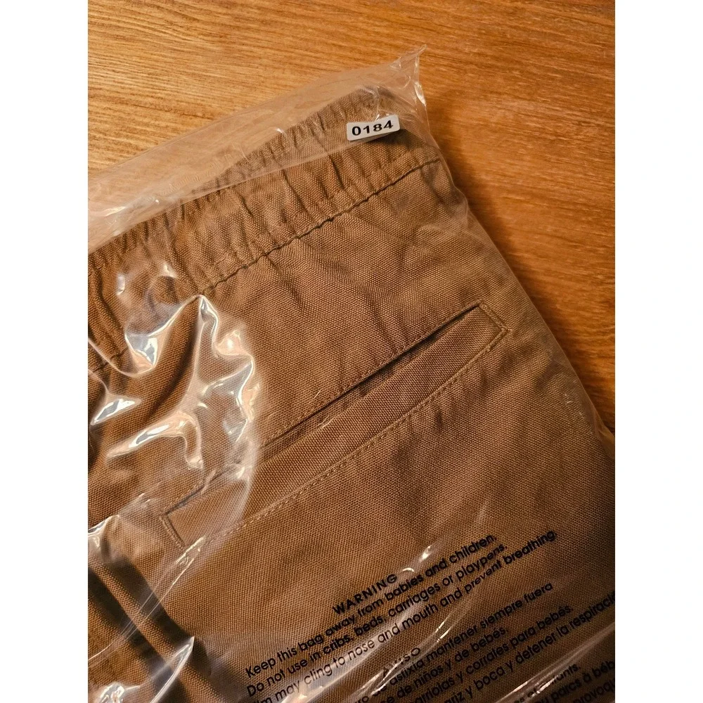 Woolly Clothing Co Merino Wool Canvas Pants Brown Mens Large Elastic Waist 0184